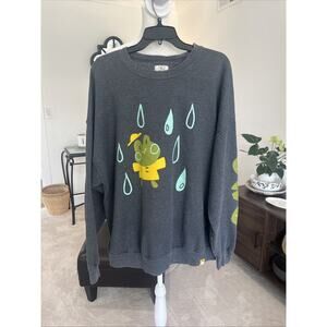 Ohmonah Pullover Crewneck Sweatshirt Women 2XL Frog Lily Pad Rainy Day Lounge